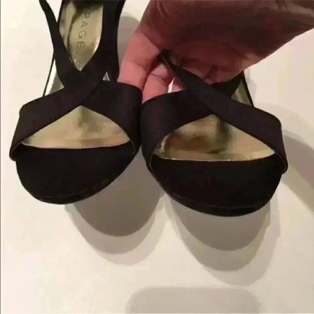 Rampage Heels Size 6.5 Blake1 Black Strappy Wedges